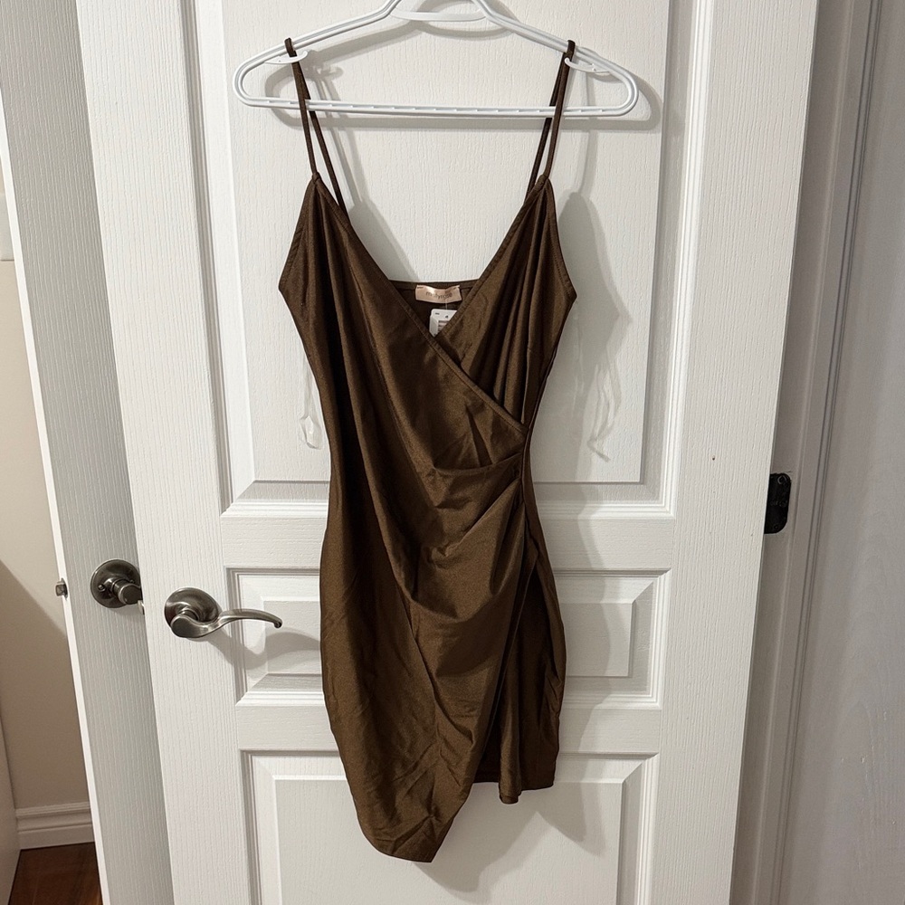 Elegant Brown Wrap Dress from envy NWT